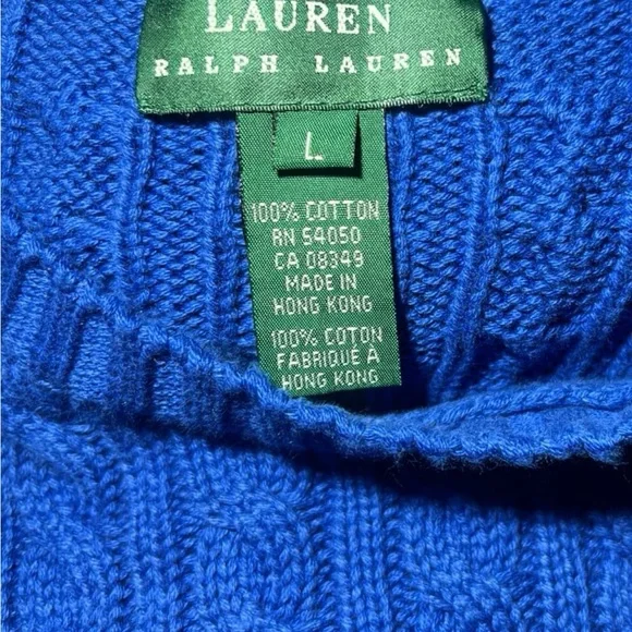 Y2K Ralph Lauren Cable Knit Sweater Sz L - Picture 4 of 5